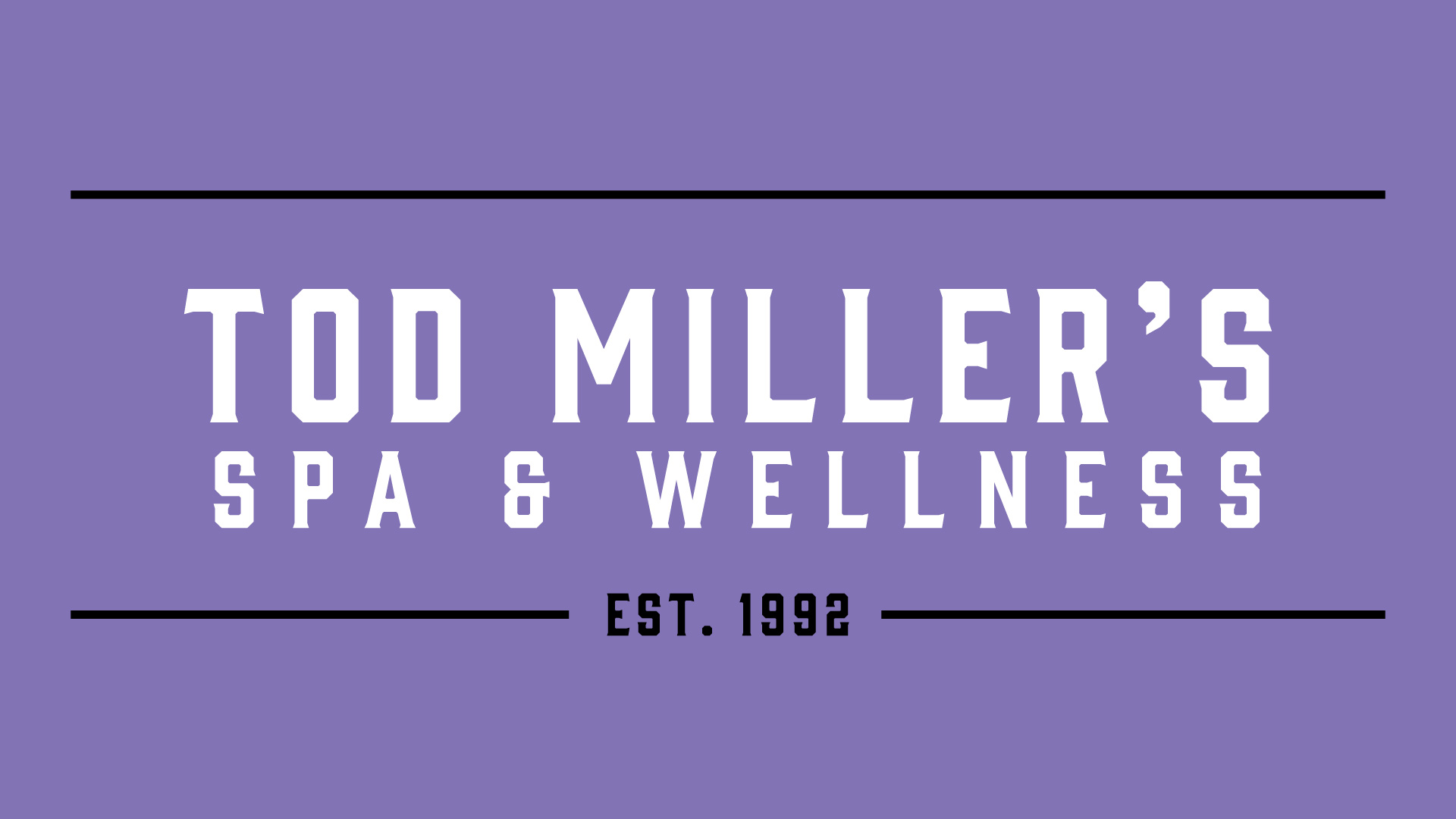 A purple background with the words todd miller spa and wellness est. 1 9 9 2